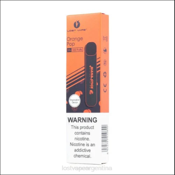 Lost Vape Flavors Argentina 6ZFL523 | Lost Vape Mana palo desechable | 300 bocanadas | 1,2 ml pop de naranja 5%
